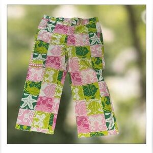 Lilly Pulitzer White Label Pink Green vintage 3/4 Pants